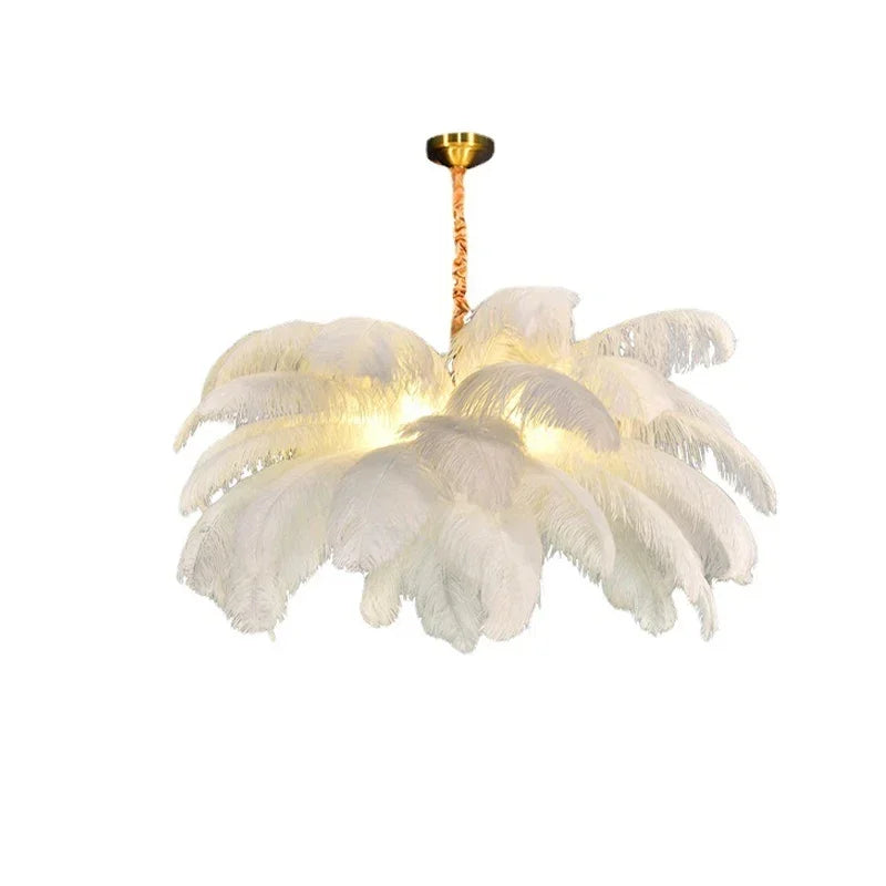 Nordic Ostrich Feather Led Pendant Lamp Living Room Feather Lamp Bedroom Home Decor Indoor Lighting Hanging Light Fixture luster