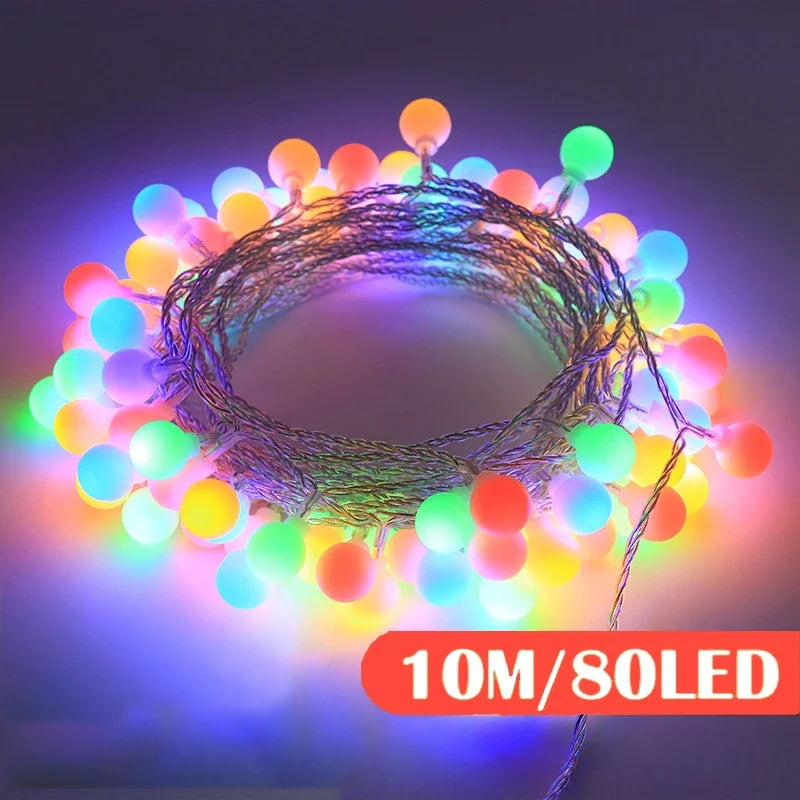 LED String Lights Outdoor/Indoor 12M Ball Chain Lights Garland USB Fairy Lights For Festoon Party Home Christmas Decor