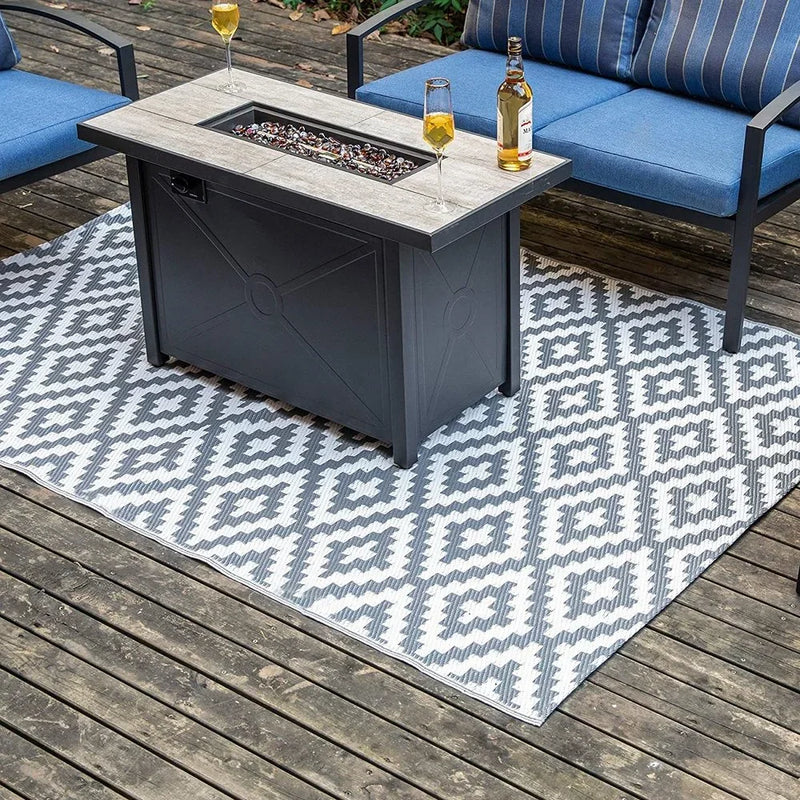 Non-slip Rug for Outdoor Patio Portable Woven Picnic Mat Easy Cleaning Reversible Carpet Multifunctional Floor Mat Home Decor