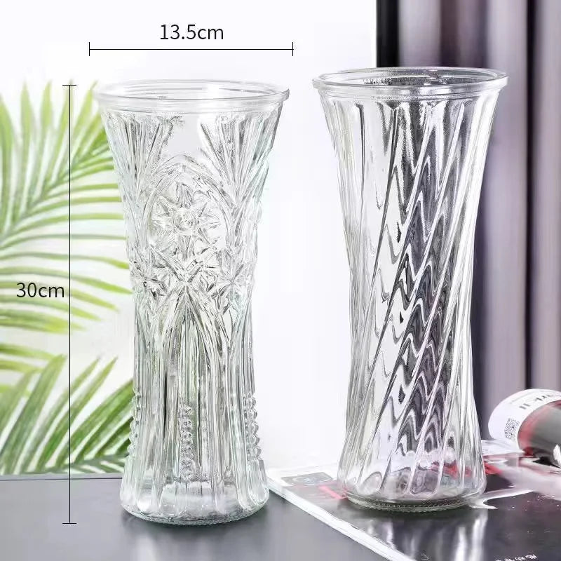 Extra Large Glass Vase Transparent Living Room Ornament Hydroponic Plant Lucky Bamboo Lily Inserted Dry Flower Ceramic