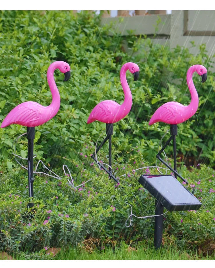 LED Lawn Solar Flamingo Lamp Outdoor Solar Powered Garden Light Waterproof Yard Pathway Decorative Lights For Patio Yard Pathway