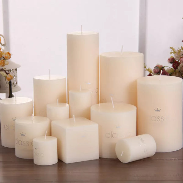 Scentedless Ivory white Pillar Candles for Emergency Household Candles for Praying Several Sizes Optional Home Decor