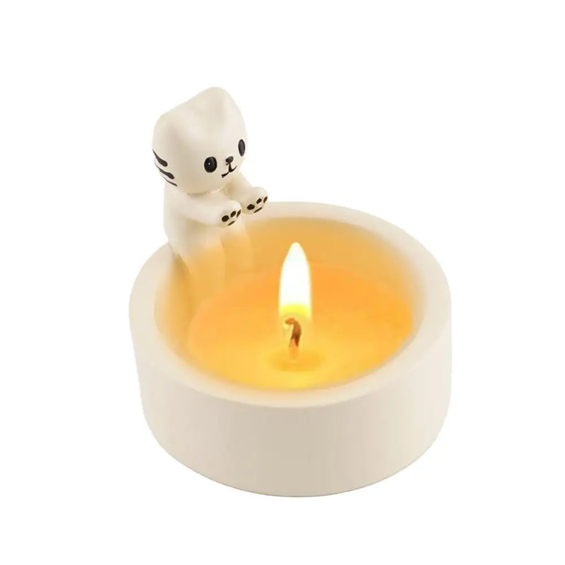 Kitten Candle Holder Warming Its Paws Cute Scented Light Holder Cute Grilled Cat Aromatherapy Candle Holder Desktop Ornaments