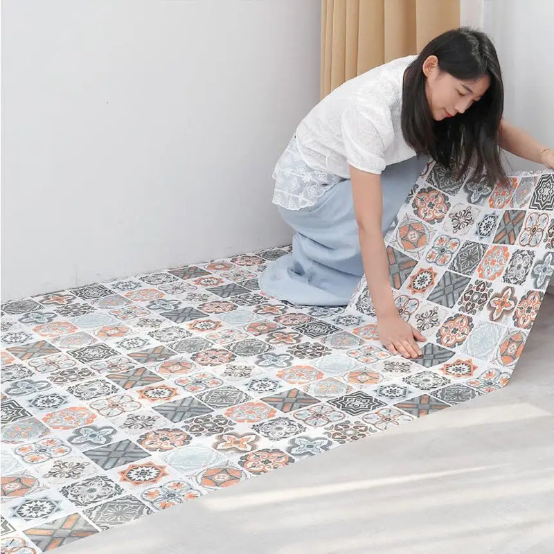 40cm Home Decoration PVC Floor Stickers Bathroom Anti-Slip Tiles Stickers Waterproof European Style Self-adhesive Floor Stickers