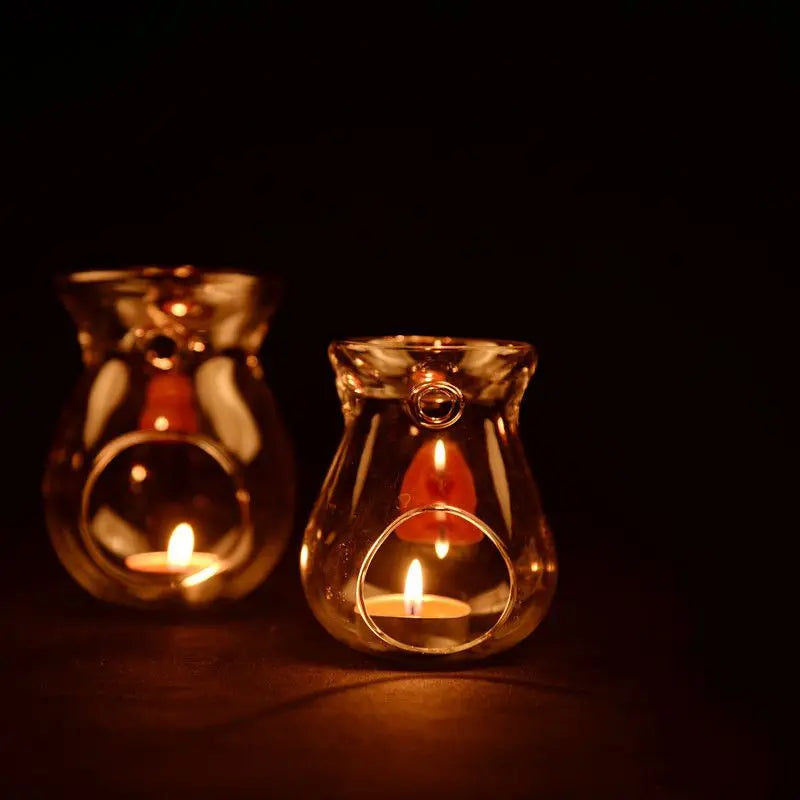 1PC Home Decor Glass Candle Heat Resistant Oil Furnace Aroma Burner Holder Candlestick Vase Romantic Wedding Decoration