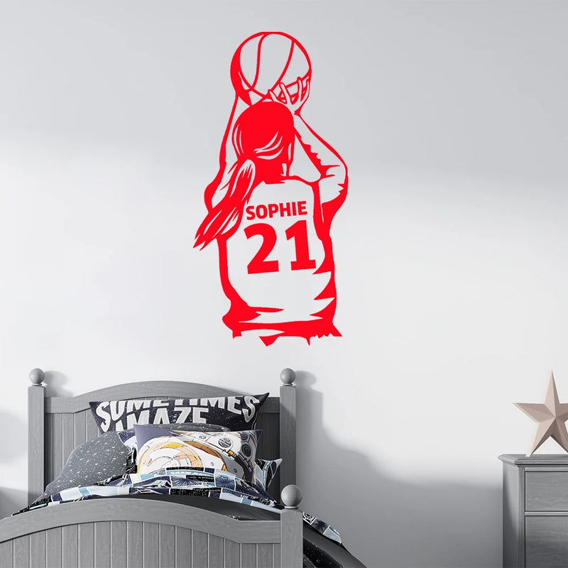 Basketball Girl Wall Decal Kindergarten Wall Decal Basketball Wall Art Decal Children's Room Home Personalized Gift G-174