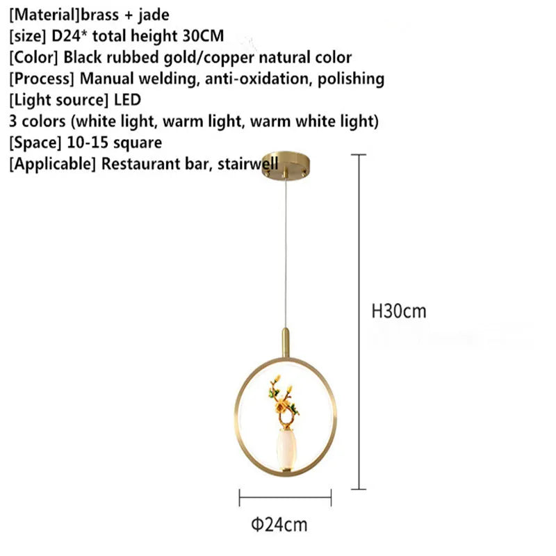 AOSONG Contemporary Creative Pendant Lamp Jade Gourd Vase Shape Decorative Light For Home Study Bedroom