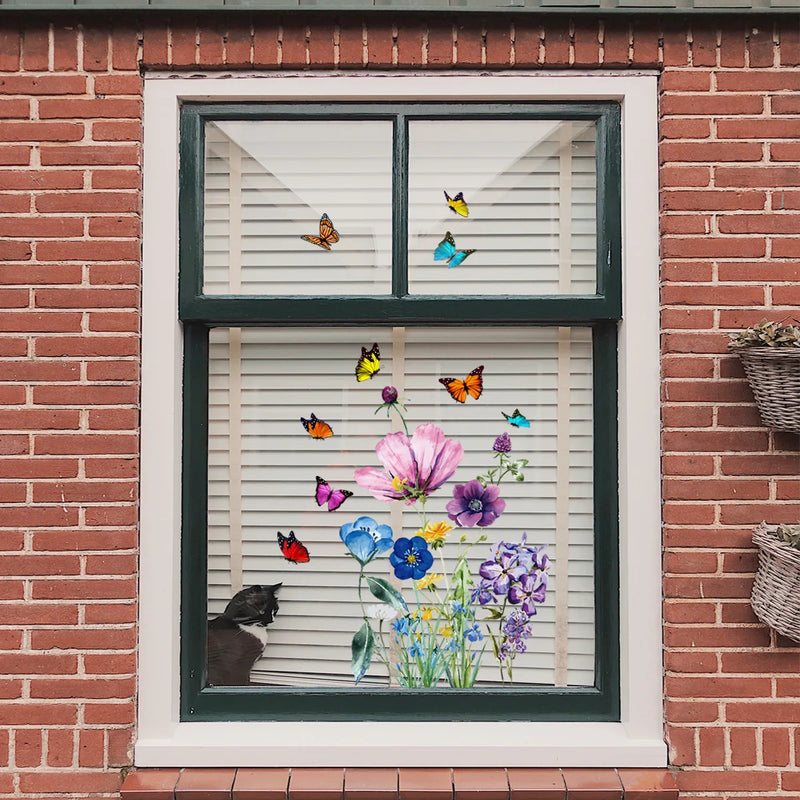 Wall Stickers Flower Butterflies Home Room Window Decoration Bedroom Bathroom paper  Furniture Door House Interior Decor