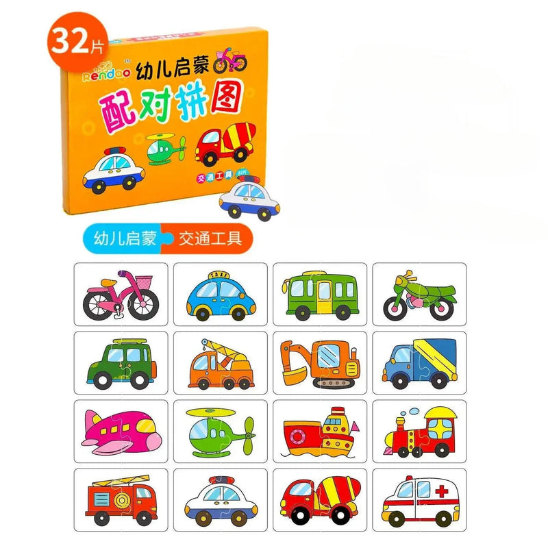 NEW Baby Puzzle Toys for Children Animals Fruit Truck Graph Card Matching Games Montessori Toys for Kids Boys Girls