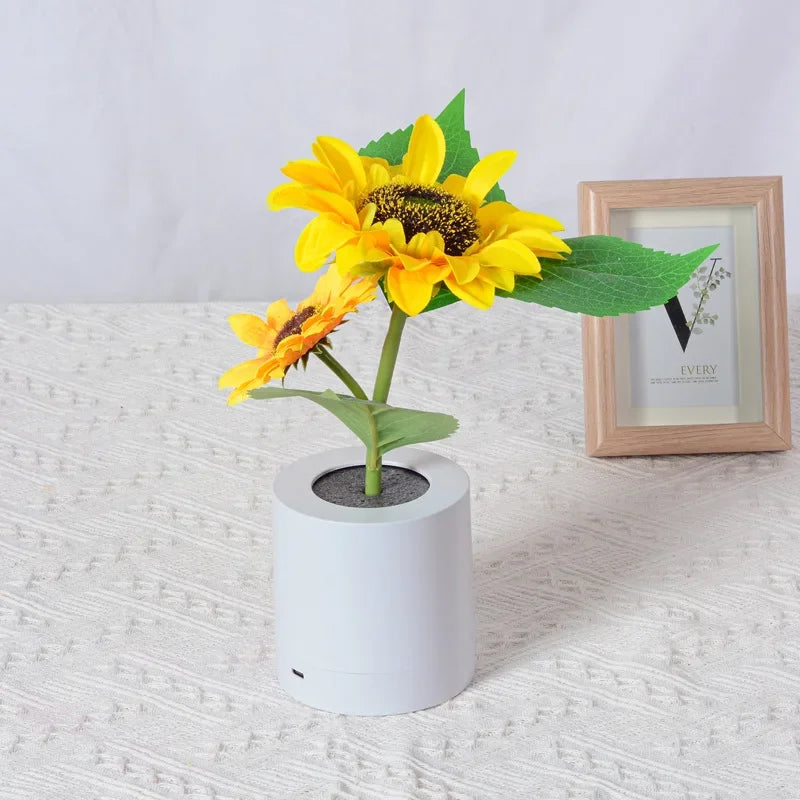 Sunflower Night Light Rechargeable Table Decor Flower Lamp Bedroom Lamp Creative Lighting for Kids Friend Birthday Holiday Gift