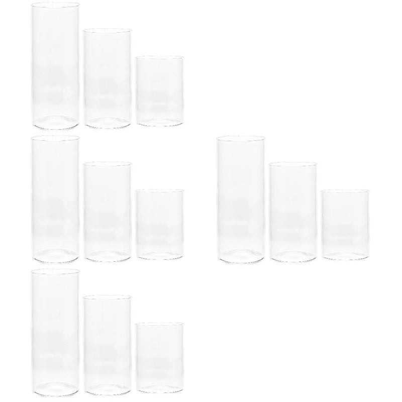 12 pcs Glass Candle Chimney Candle Glass Shelf Windproof Protectors Hurricane Holders Cover Small Shades Jar Candles Pillar