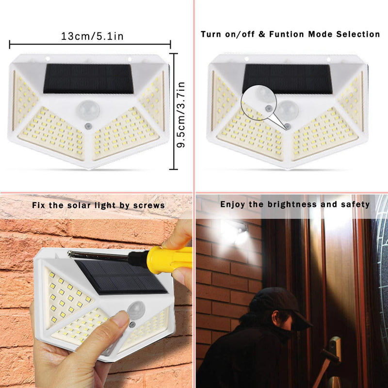 1/2/4/8/9PCS Solar Light Outdoor 100 LED Wall Lamp PIR Motion Sensor Lamp Waterproof LED Lights For Garden Street Decoration