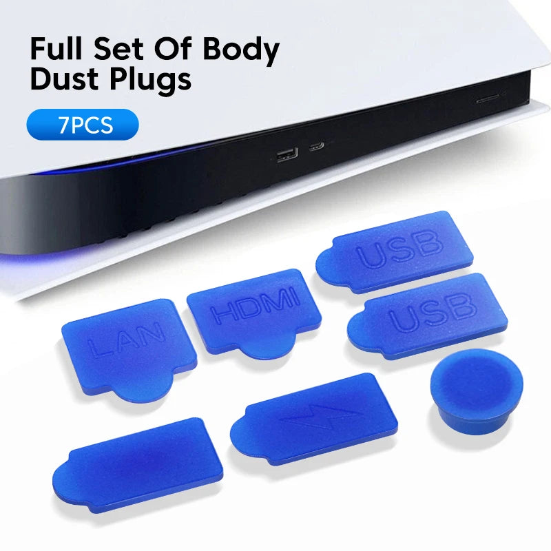 Dust Plug For PS5 game console 7 PCS/set Silicone Dust Protector Anti-dust Cover Dustproof Plug for PS5 Game Console Accessories