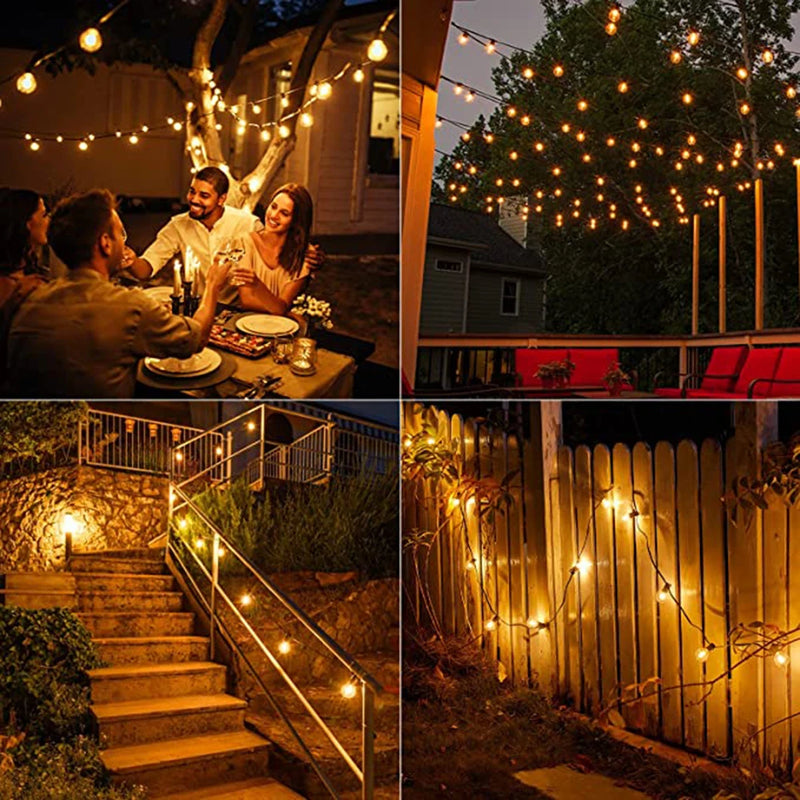 Outdoor Garland Lights 220V G40 Plastic Bulb LED Festoon Fairy Patio String Lights Wedding Street Garden Party Decoration