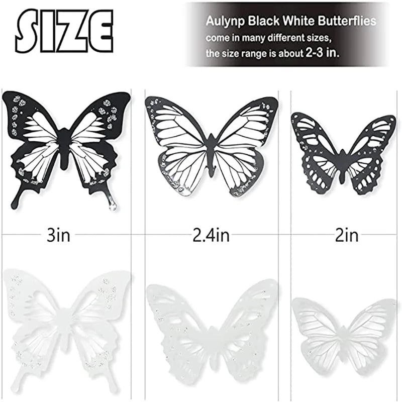 36 PCS 3D Colorful Crystal Butterfly Wall Stickers with Adhesive Art Decal Satin Paper Butterflies Baby Kids Bedroom Home Decor