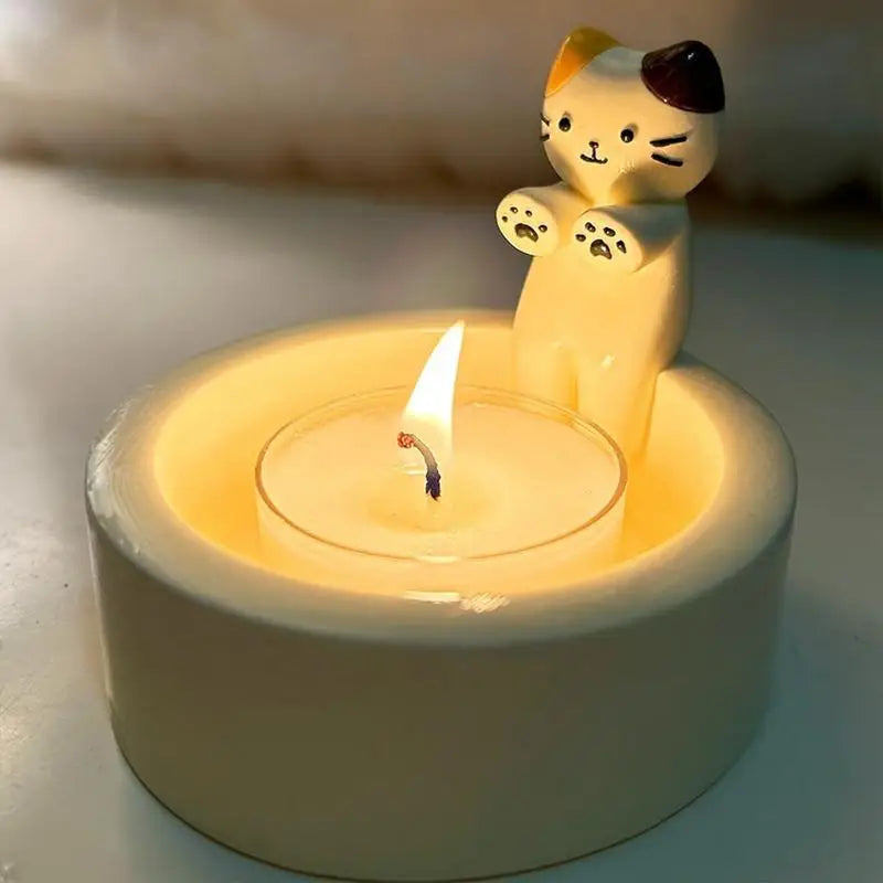 Cartoon Kitten Candle Holder, Votive Candle Holders for Candlesticks, Cat Candle Holder for Table, Cute Candle Stick Holder