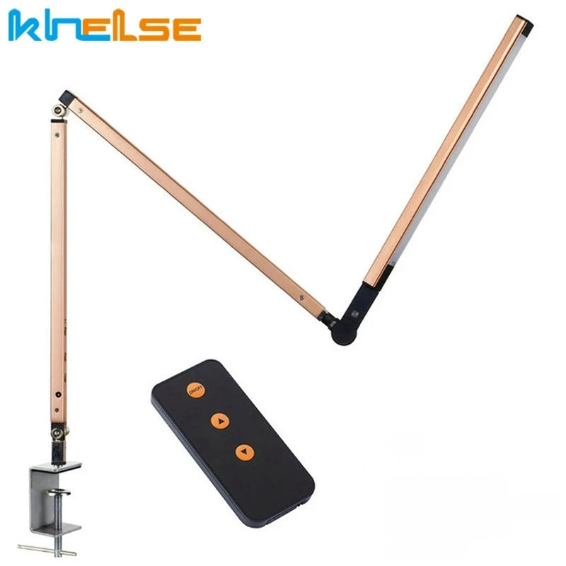 Khelse 8W Modern Office Desk Lamp Swing Long Arm LED Desk Lamp Dimmer Eye Care Table Luminaire Energy Saving Study Desktop Light