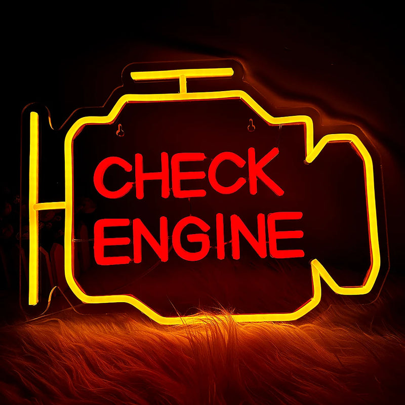 Check Engine Neon Sign Led Light Auto Room Garage Car Repair Shop Home USB Switch Bar Atmosphere Studio Wall Decor Gift Lamp