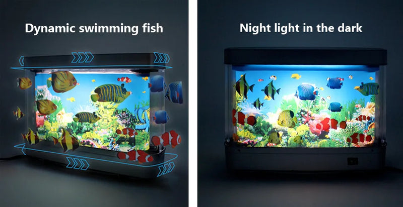 Artificial Tropical Fish Tank Simulated Ornamental Fish Lamp Virtual Ocean Dynamics Led Table Lamp Home Room Decoration