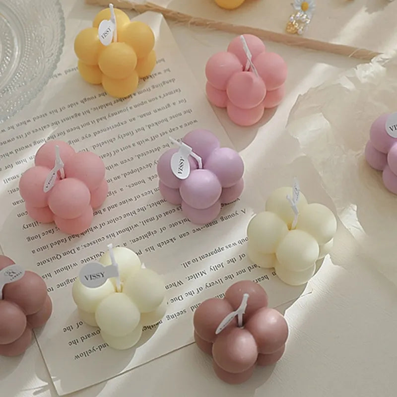 Small Scented  Mini Cube Bubble Shaped Wax Candles  for Home Bedroom Wedding Festival Party Decoration