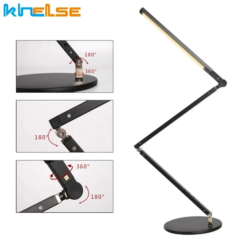 Khelse 8W Modern Office Desk Lamp Swing Long Arm LED Desk Lamp Dimmer Eye Care Table Luminaire Energy Saving Study Desktop Light