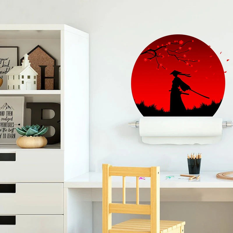 Transparent Background Decoration For Japanese Art With Ancient Design Of Samurai Training Wall Sticker Mural Living Room Decal