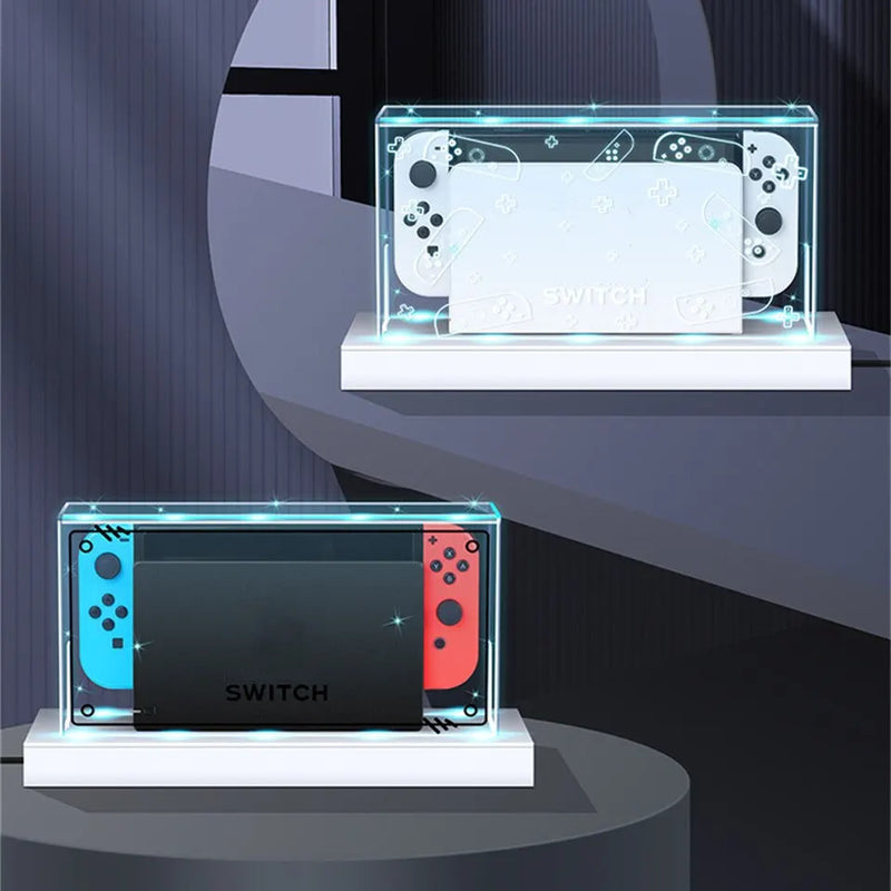 YLW RGB Base Clear Dust Cover for Nintendo Switch Oled Protection Cover Protective Sleeve Acrylic Display Shell Game Accessories