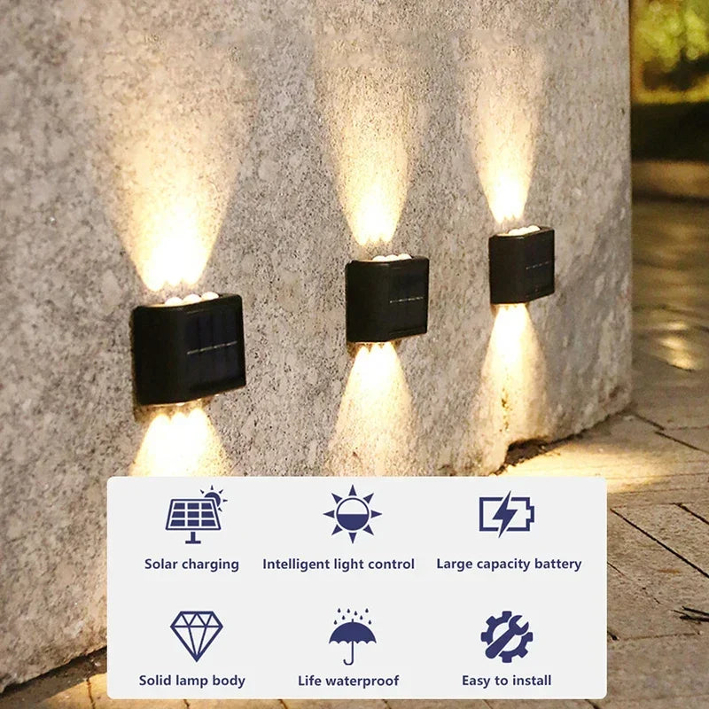 Solar Wall Lamp Outdoor Waterproof LED Solar Lights Up And Down Luminous Lighting For Garden Balcony Yard Street Decor Lamps