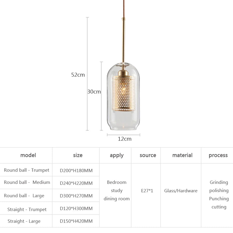 Modern LED Loft Glass Pendant Light Creative Ball Hanging Lamp Kitchen Light Fixture Dining Wall Hanglamp Living Room Luminaire