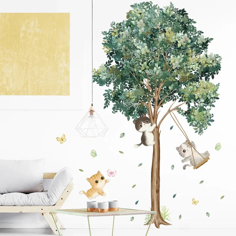 Plant Big Tree Green Leaves Wall Decals Children's Room Wall Sticker Waterproof Wall Sticker Wallpaper Paste Bedroom Decoration