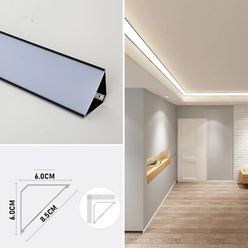 Modern Led Aluminum Profile for Ceiling Wall Decoration Top Corner Line Home Decor Indoor Linear Lighting Hard Strip Light