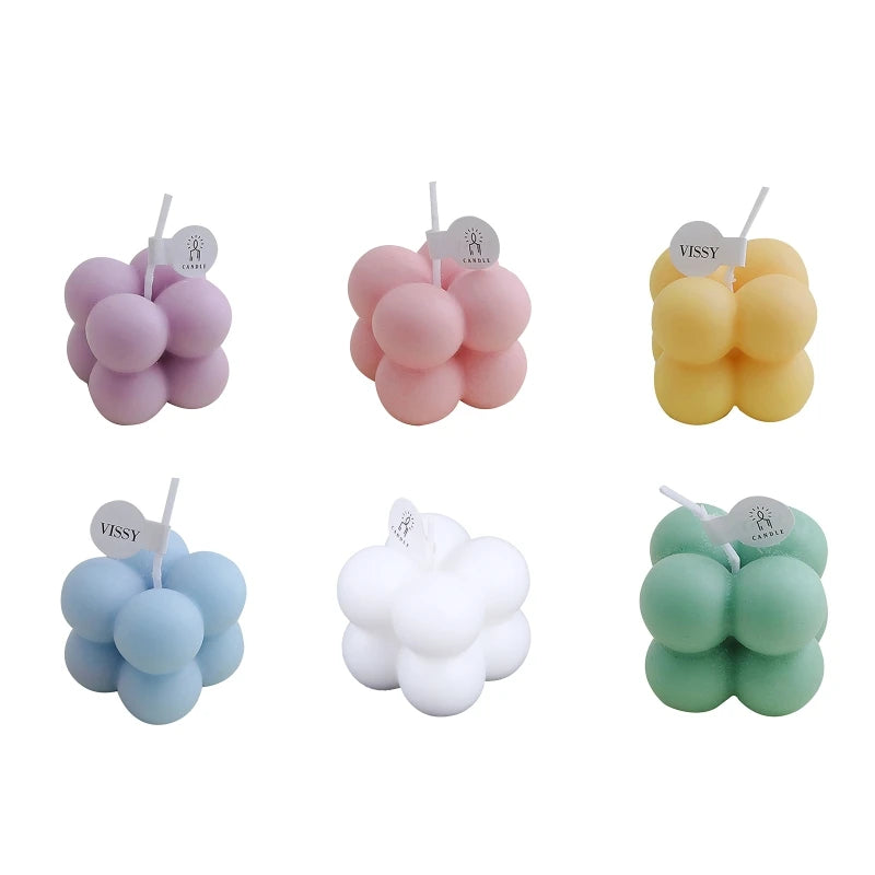 Small Scented  Mini Cube Bubble Shaped Wax Candles  for Home Bedroom Wedding Festival Party Decoration