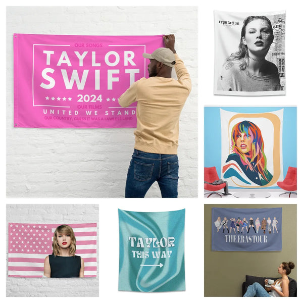 Taylor Flag Tapestry Aesthetic Wall Funny Tapestries Hanging Art for Bedroom Living Room College Dorm Party Backdrop Home Decor