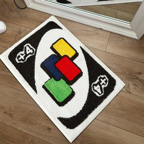 UNO Reverse Card Doormat Tufting Fluffy Carpets Living Room Bedside Floor Mat Soft Area Rug Thickened Antislip Carpet Home Decor