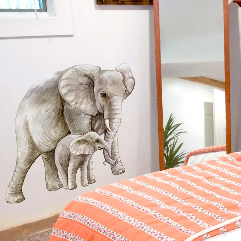 Cartoon Animals Elephant Wall Decal for Children's Room Wall Decoration Background Wall and Room Wall Art Sticker