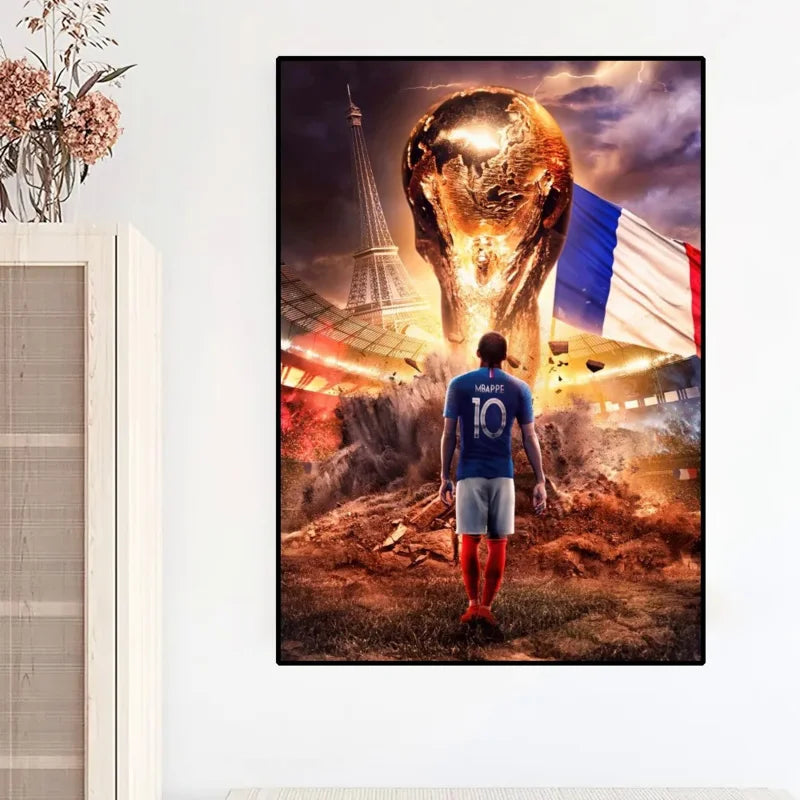 Modern Sports Aesthetics Wall Art Soccer Cool - M-Mbappe Superstar HD Oil On Canvas Posters And Prints Home Bedroom Decor Gifts