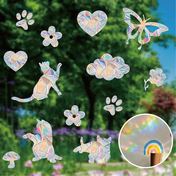 Sun Catcher Window Stickers Butterfly Stained Rainbow Prism Glass Sticker for Home Kids Bedroom Decoration Christmas New Year