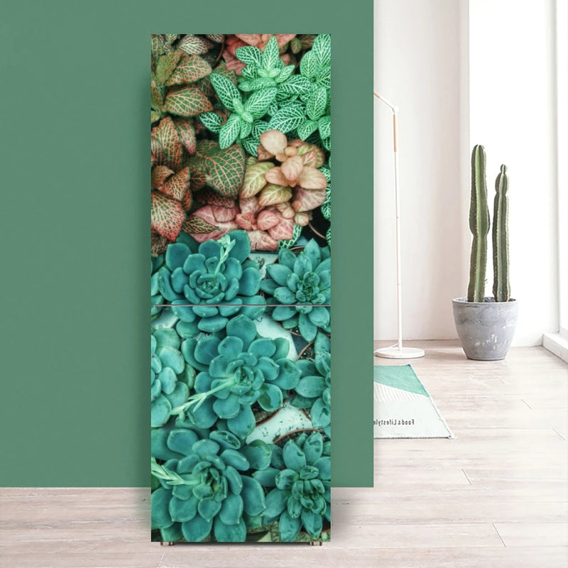 Cactu Leafe Tree Stickers Door Cover Refrigerator Wallpaper Adhesive Freezer Vinyl Film Decor Fun Decal Art Mural Kitchen