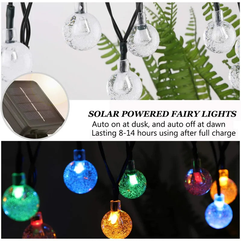 Solar String Lights Outdoor Garden Party Decor 100 Led Crystal Globe Lights with 8 Modes Waterproof Solar Powered Patio Light