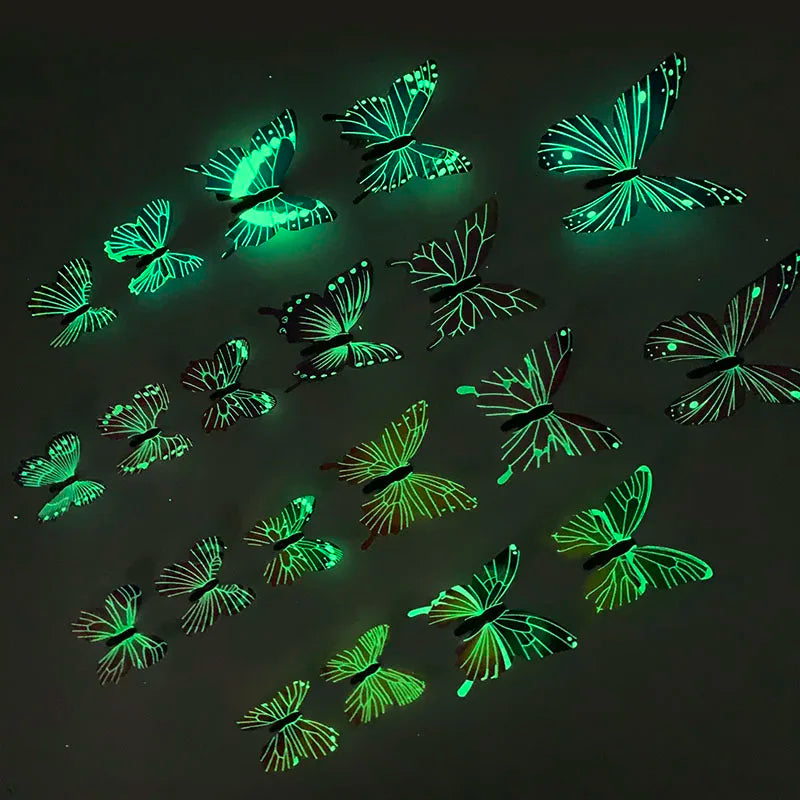 12pcs Glowing Wall Decal Stickers Luminous Butterfly 3D Wall Sticker DIY Kids Bedroom Decal Art Home Decoration Glow In The Dark