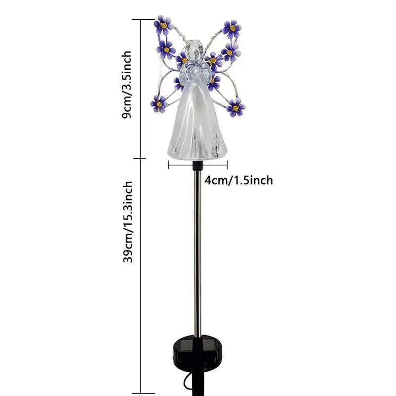 Solar LED Angel Lights Waterproof Outdoor Garden Decoration Lights Landscape Yard Patio Cemetery Stake Lights Lawn Night Lamp