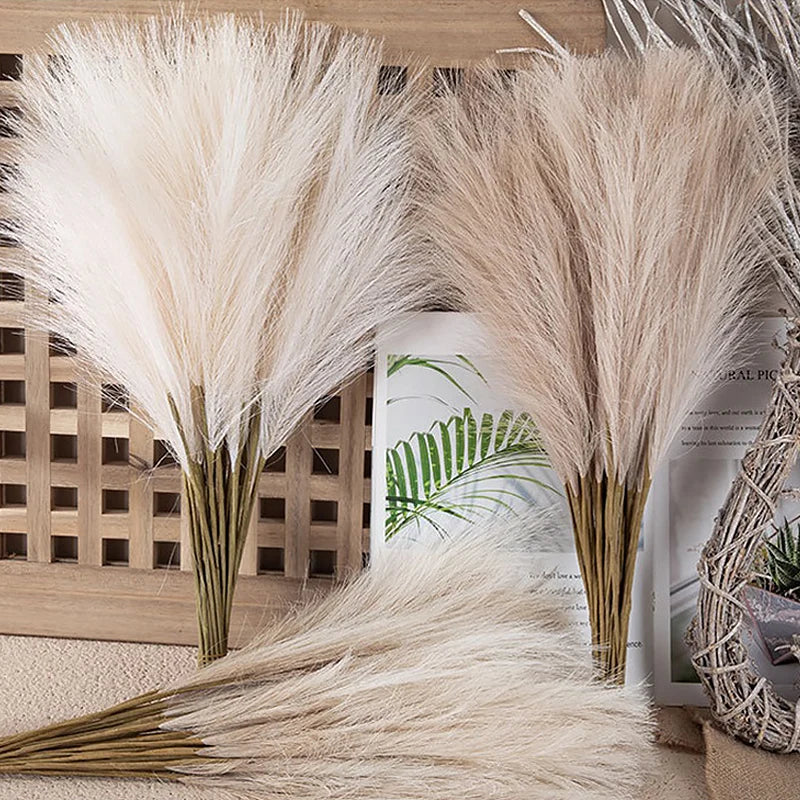 50CM 5/10/20PCS Fluffy Pampas Grass Boho Decor Flower Fake Plant Reed Wedding Christmas Party Home Decoration Artificial Flowers