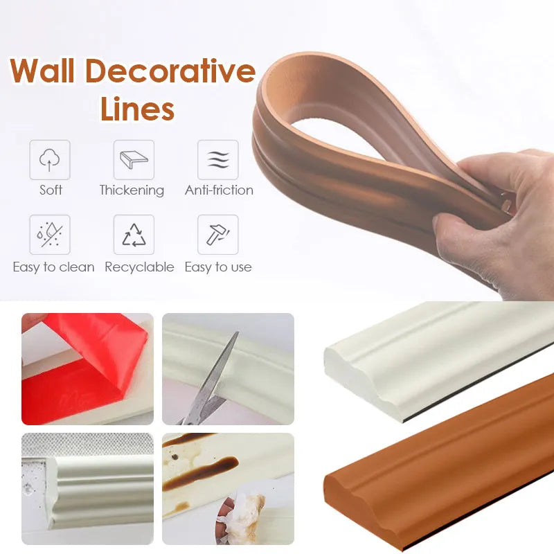 5Meter Self Adhesive Wall Sticker Skirting Border Waterproof Wallpaper Decor Diy Tv Background Wall Decoration Bar Ceiling Line