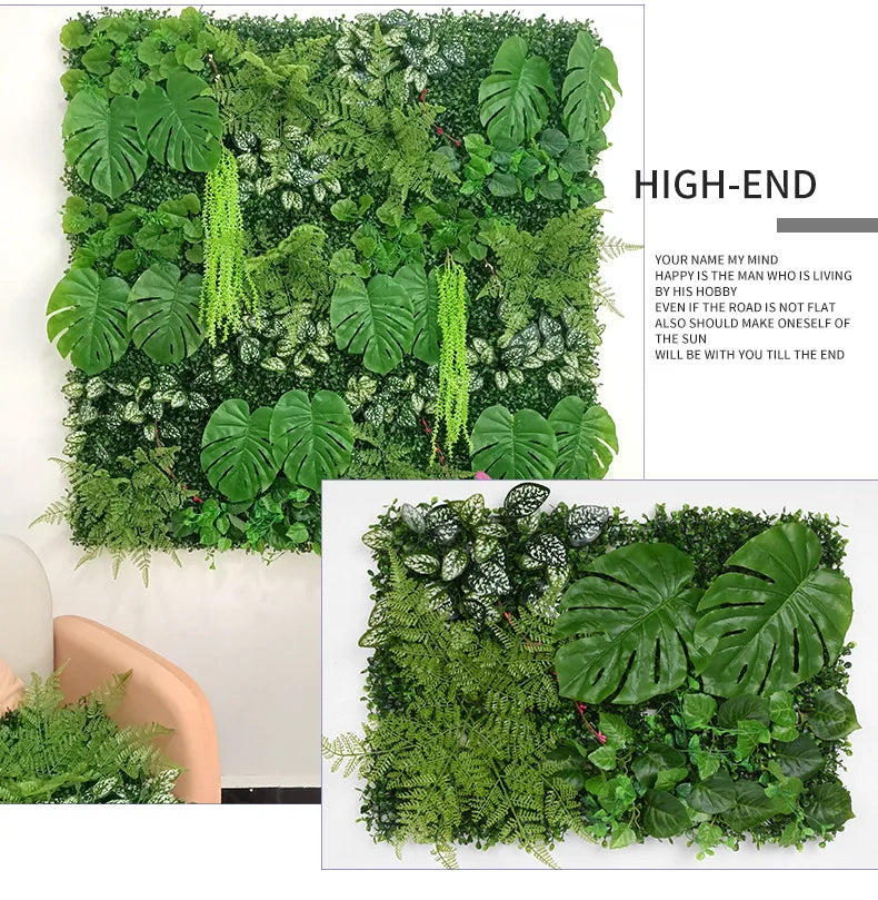 New Artificial Plant Rattan Fake Panel Lawn Simulation Lawn Green Leaf Grass Mesh Grille Wall Decoration