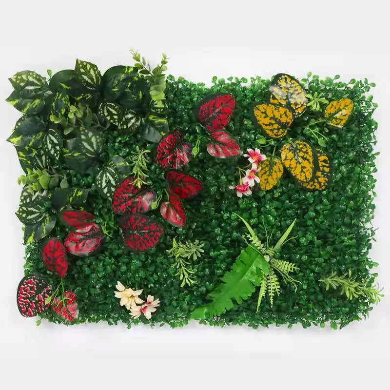 New Artificial Plant Rattan Fake Panel Lawn Simulation Lawn Green Leaf Grass Mesh Grille Wall Decoration