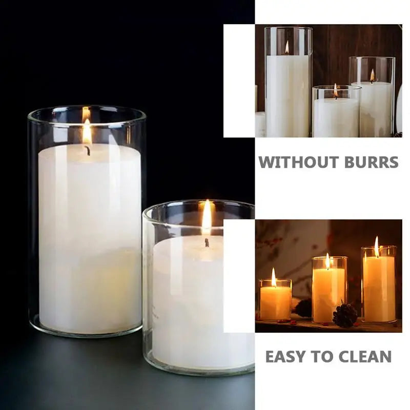 3pcs Glass Candle Holder DIY Tea Light Glass Cup Empty Candle Cup For Table Cylindrical Transparent Glass Candle Cup