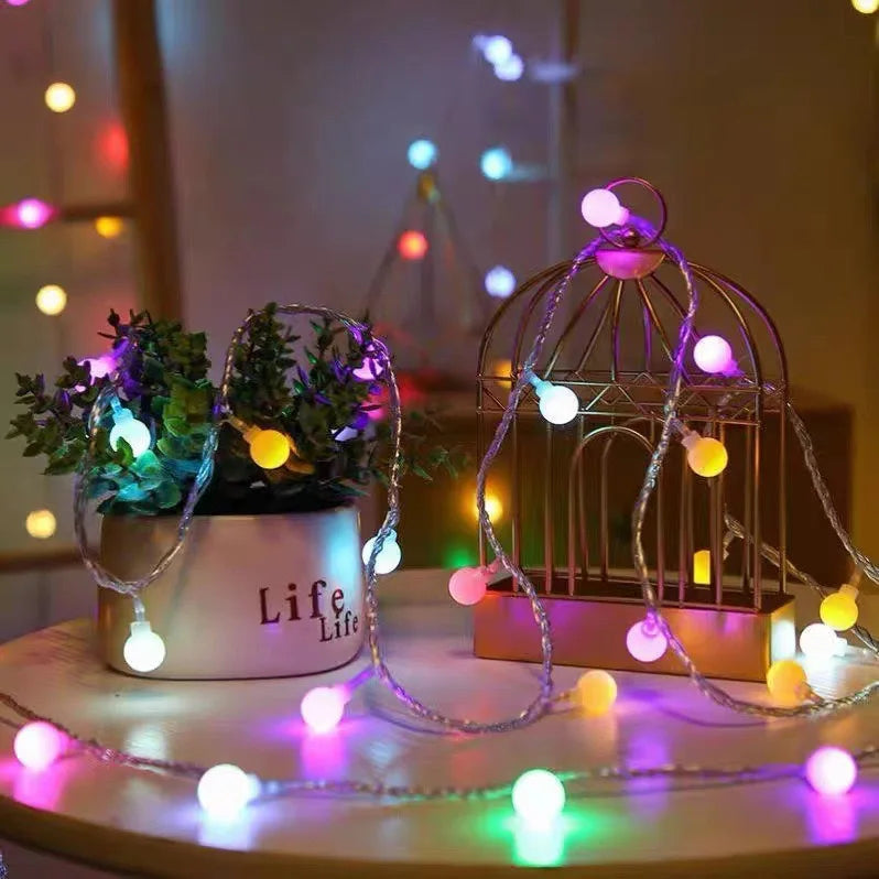 3M 6M 10M 12M Fairy Garland LED Ball String Lights Waterproof for Christmas Tree Wedding Home Indoor Decoration Battery Powered