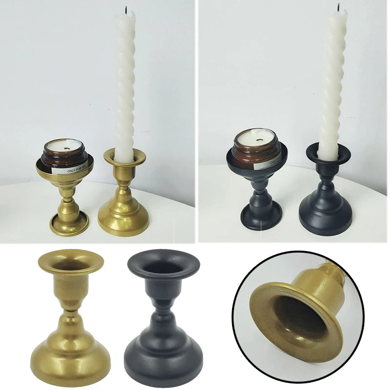 Nordic Style  Retro Creative Mini Dual-use Candlestick Golden Wrought Iron Geometric Home Decoration Candle Holders