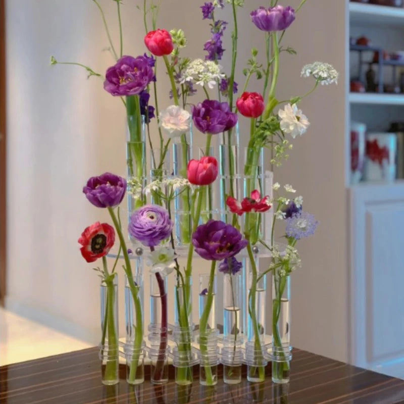 Test Tube Vases, High Appearance Glass Ornaments, Fresh Flowers, Hydroponic Planters, Combination Flower Vase Decorations