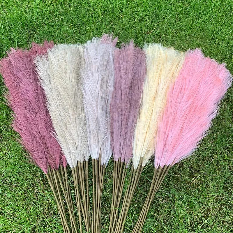 5pcs 100cm Artificial Pampas Grass Dried Reed Flowers Bouquet Wedding Party Decoration Home Room DIY Fake Plant Decor Supplies